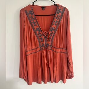 Torrid Terracotta Embroidered Blouse